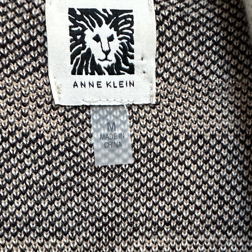Anne Klein Long Stylish Plaid Sweater with Gold Buttons - Picture 3 of 5